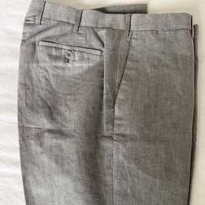 Valentini Light Gray Linen Flat-Front Men's Pants